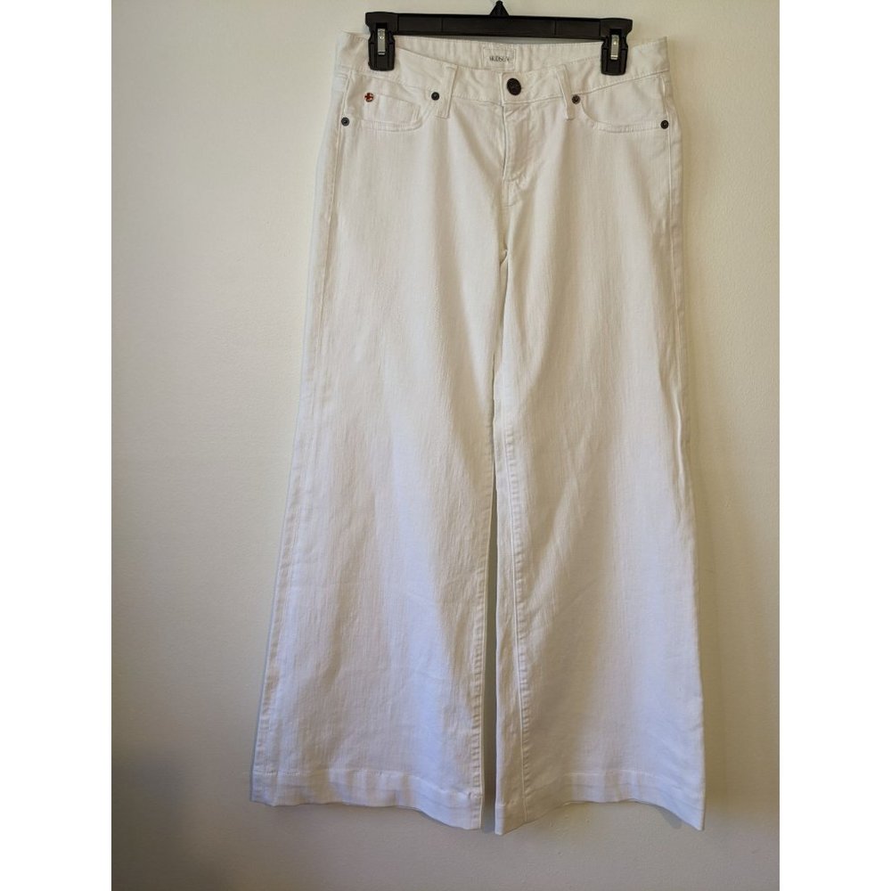 Hudson Wide Leg Button Flap Pockets White Military Pant 28